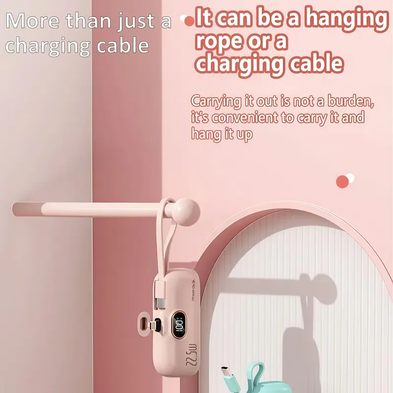 22.5W fast charging in the palm of your hand! 5000mAh mini power station | Dual ports simultaneously (C + A) | Smart digital display of battery level | Approximately the size of a credit card | Plug and play with all iPhone 11-17 models
