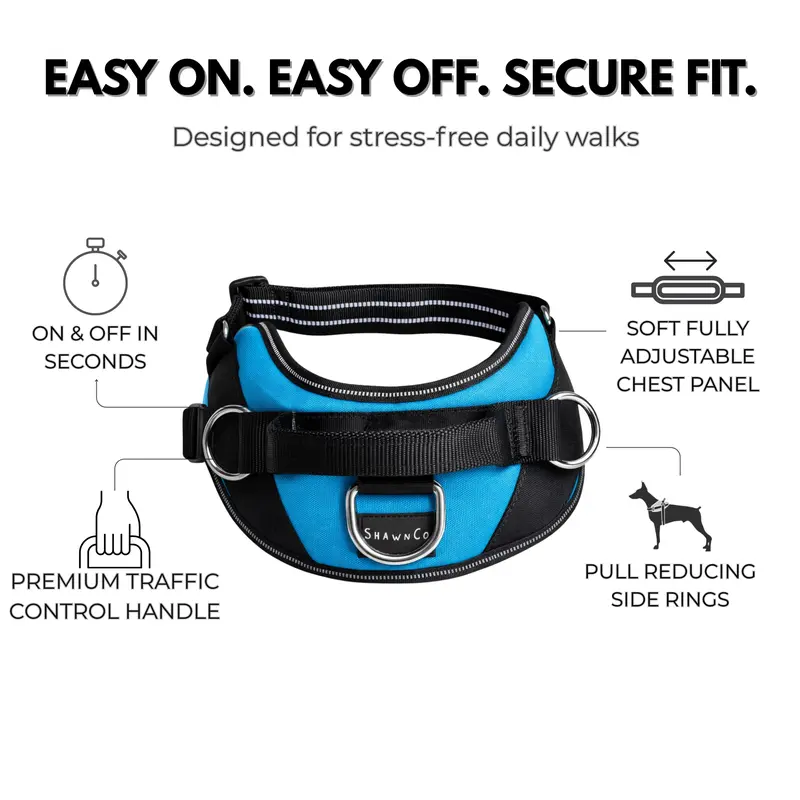 ShawnCo | Essential Dog Harness with 3 Leash Clips – Reflective, Adjustable & Padded Vest for Easy Walks and Training (Small to Large Dogs)