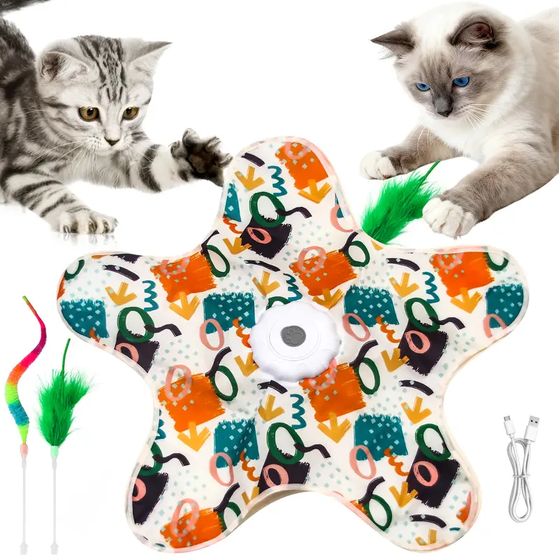 Minmin's House Interactive Kitten Wand Teaser Toy with Lifelike Bird Chirp Rechargeable Hidden Feathers for Indoor Exercise Boredom Relief Anti Depression Fun Gift for Cats