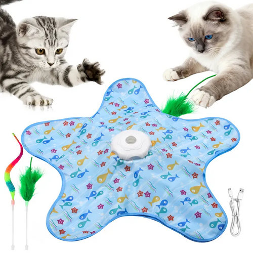 Minmin's House Interactive Kitten Wand Teaser Toy with Lifelike Bird Chirp Rechargeable Hidden Feathers for Indoor Exercise Boredom Relief Anti Depression Fun Gift for Cats