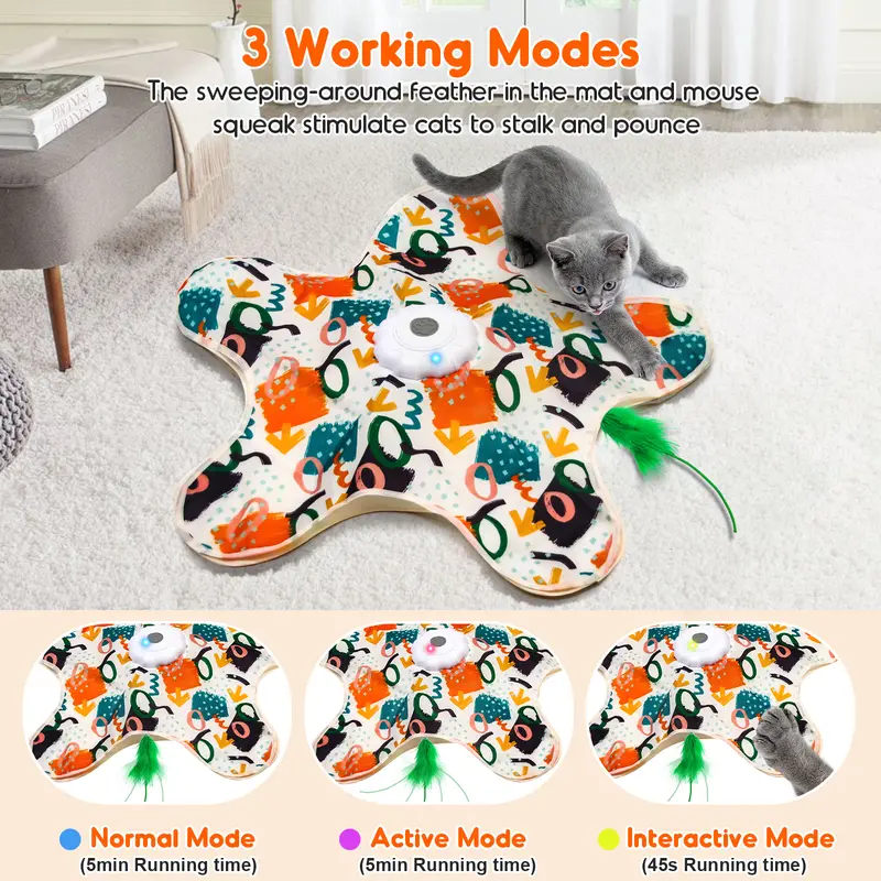 Minmin's House Interactive Kitten Wand Teaser Toy with Lifelike Bird Chirp Rechargeable Hidden Feathers for Indoor Exercise Boredom Relief Anti Depression Fun Gift for Cats