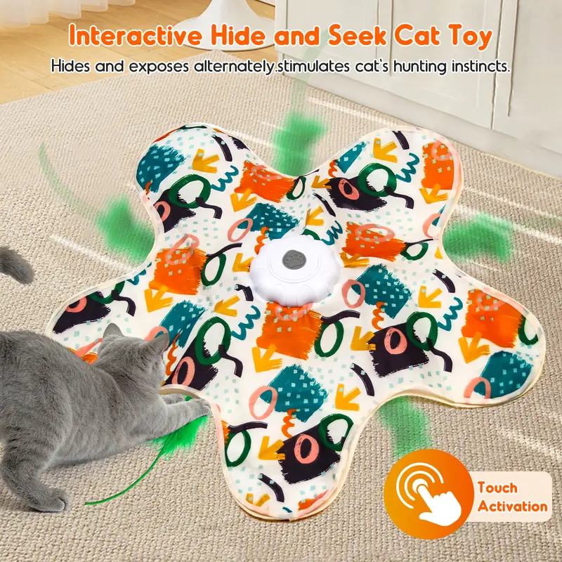 Minmin's House Interactive Kitten Wand Teaser Toy with Lifelike Bird Chirp Rechargeable Hidden Feathers for Indoor Exercise Boredom Relief Anti Depression Fun Gift for Cats