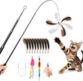 Potaroma Carbon Fiber Cat Wand Toy – Lightweight, Retractable Feather Teaser Stick with 9 Detachable Feathers, Bells & Multi-Attachment Kit for Indoor Kittens – Durable, Interactive Fun